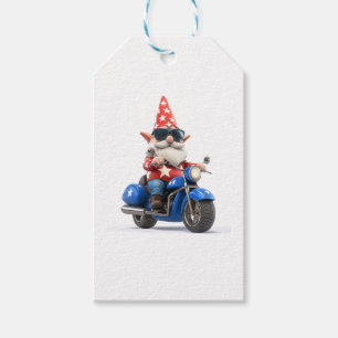 American Gnome Riding Motorcycle Gift Tags