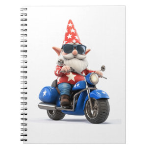 American Gnome Riding Motorcycle Notebook