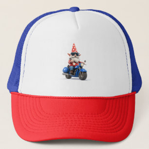American Gnome Riding Motorcycle Trucker Hat