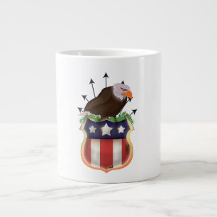 American Golden Eagle Stars and Stripes Flag Large Coffee Mug