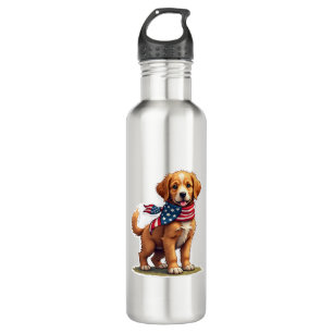 American Golden Puppy Vintage Patriotic Shirt 4 710 Ml Water Bottle