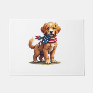 American Golden Puppy Vintage Patriotic Shirt 4 Doormat
