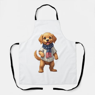American Golden Puppy Vintage Patriotic Shirt Apron