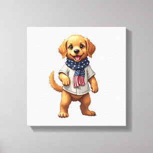 American Golden Puppy Vintage Patriotic Shirt Canvas Print