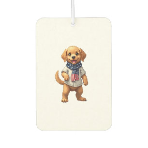 American Golden Puppy Vintage Patriotic Shirt Car Air Freshener