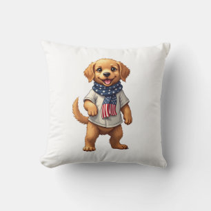 American Golden Puppy Vintage Patriotic Shirt Cushion