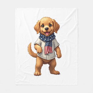 American Golden Puppy Vintage Patriotic Shirt Fleece Blanket