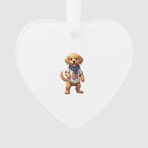 American Golden Puppy Vintage Patriotic Shirt Ornament