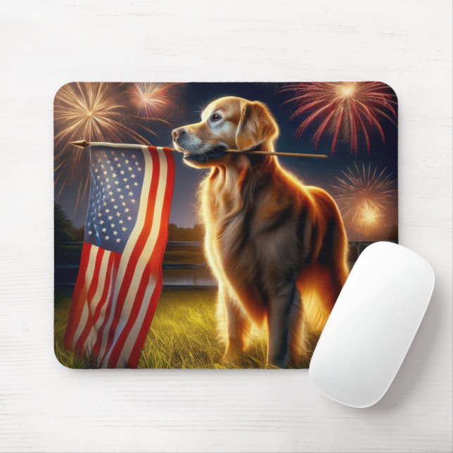 American Golden Retriever Mouse Mat (With Mouse)
