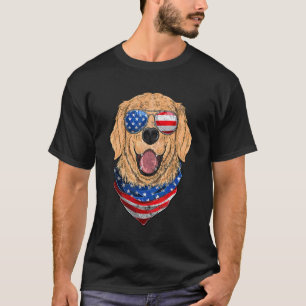 American Golden Retriever Usa Flag 4th Of July Dad T-Shirt