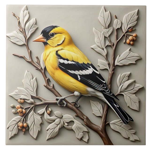 American Goldfinch - Arts And Crafts Ceramic Tile (Front)