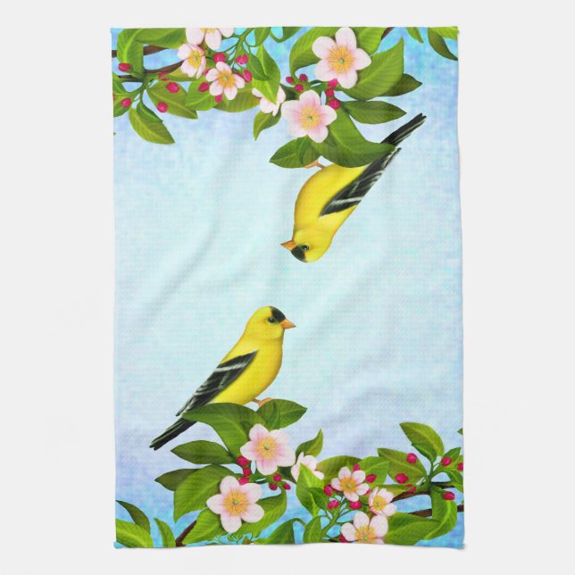 American Goldfinch Bird Hand Towel (Vertical)