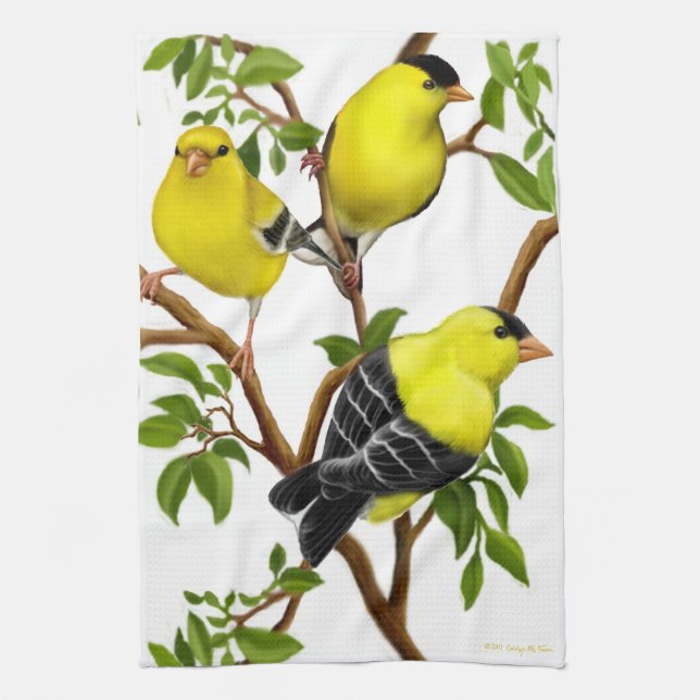 American Goldfinch Birds Kitchen Towel (Vertical)