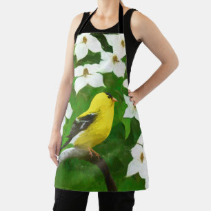 American Goldfinch in Winter Painting - Wild Bird Apron