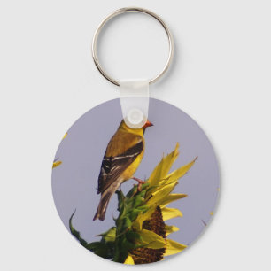 American Goldfinch on Sunflower Key Ring