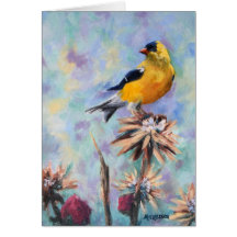 American Goldfinch on Thistle Greeting Card
