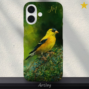 American Goldfinch Painting Custom Name iPhone 16 Case