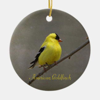 American Goldfinch Photography Round Ceramic Tree Decoration