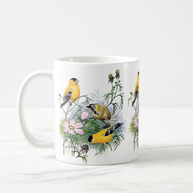 American Goldfinch Songbird Bird Painting Coffee Mug (Left)