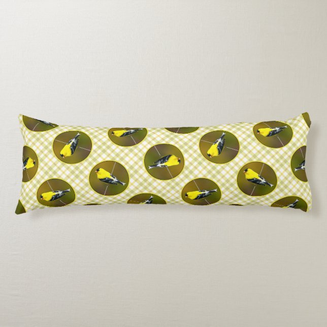 American Goldfinch Songbird Original Photograph Body Cushion (Front)