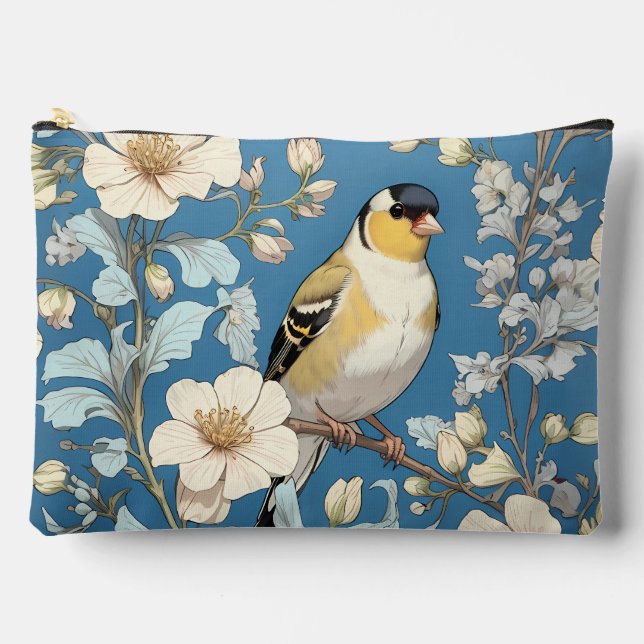 American Goldfinch William Morris Inspired Accessory Pouch (Front)