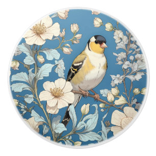 American Goldfinch William Morris Inspired Ceramic Knob