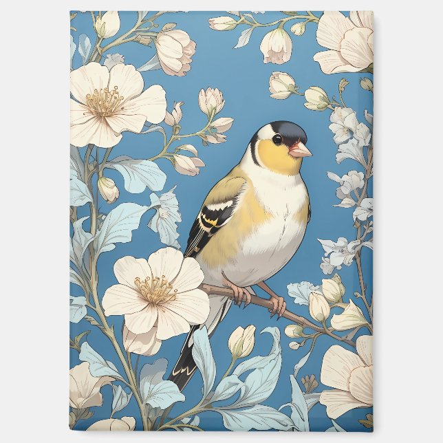 American Goldfinch William Morris Inspired Magnet (Front)