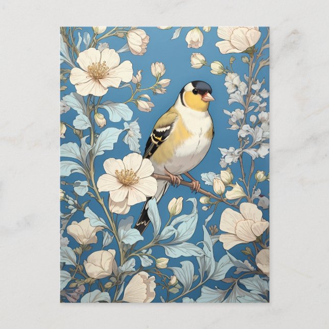 American Goldfinch William Morris Inspired Postcard (Front)