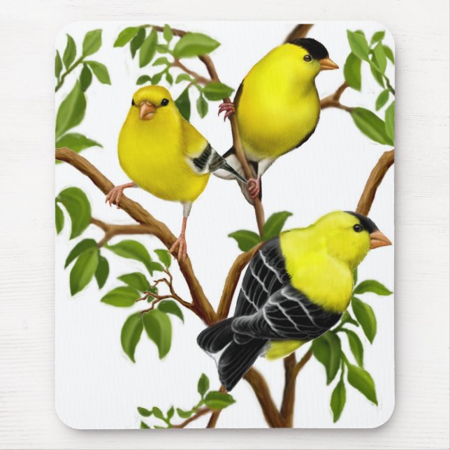 American Goldfinches in Vines Mousepad (Front)