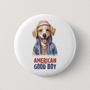 American GoodBoy Dog US Jacket 4th July 6 Cm Round Badge