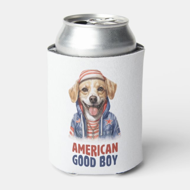 American GoodBoy Dog US Jacket th July  Can Cooler (Can Front)