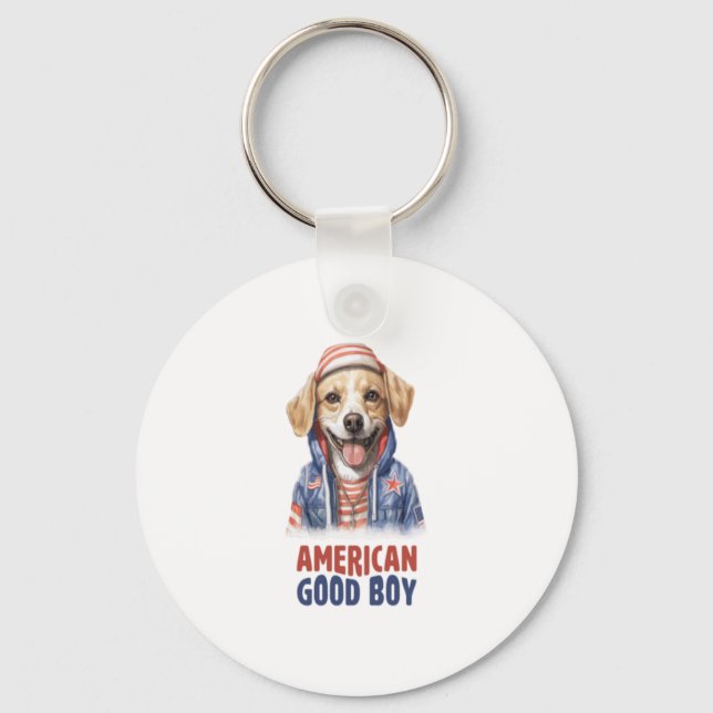 American GoodBoy Dog US Jacket th July  Key Ring (Front)