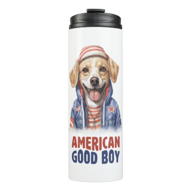 American GoodBoy Dog US Jacket th July  Thermal Tumbler (Front)
