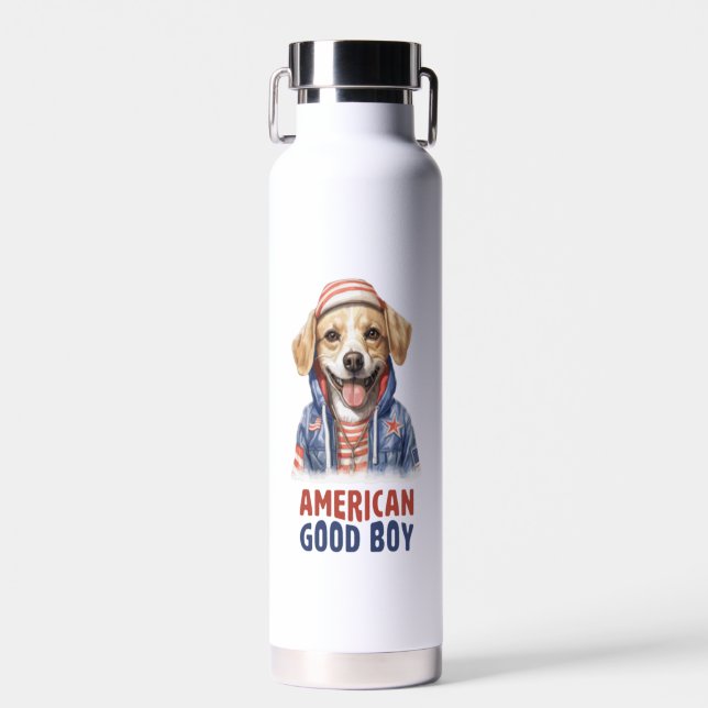 American GoodBoy Dog US Jacket th July  Water Bottle (Front)