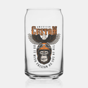 American Gorilla Motorcycle Vintage Biker Eagle Can Glass