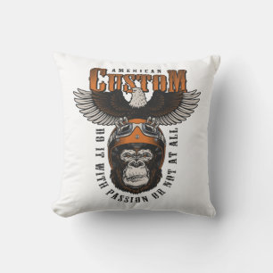 American Gorilla Motorcycle Vintage Biker Eagle Cushion