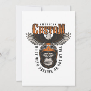 American Gorilla Motorcycle Vintage Biker Eagle Holiday Card