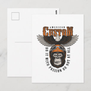American Gorilla Motorcycle Vintage Biker Eagle Postcard