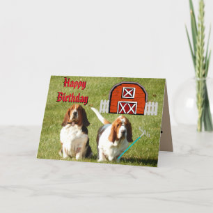 "American Gothic" Birthday Card w/Funny Bassets