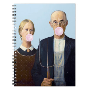 American Gothic Blowing Pink Bubble gum Notebook