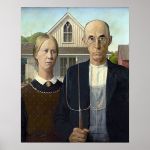 American Gothic by Grant DeVolson Wood Poster