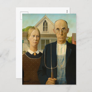 American Gothic by Grant Wood Holiday Postcard