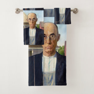American Gothic Classic Painting Grant Wood Bath Towel Set