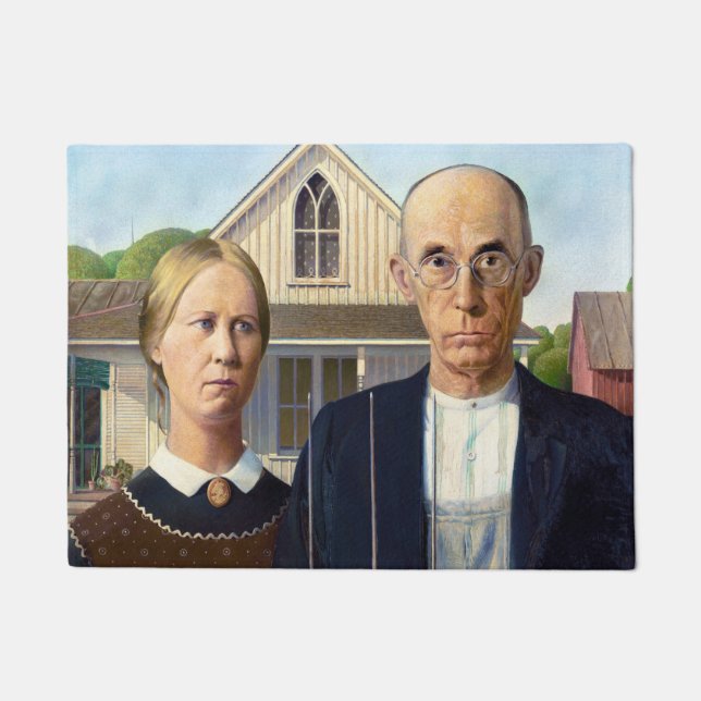 American Gothic Classic Painting Grant Wood Doormat (Front)