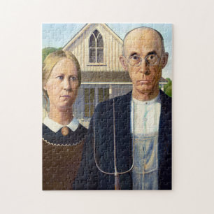 American Gothic Classic Painting Grant Wood Jigsaw Puzzle
