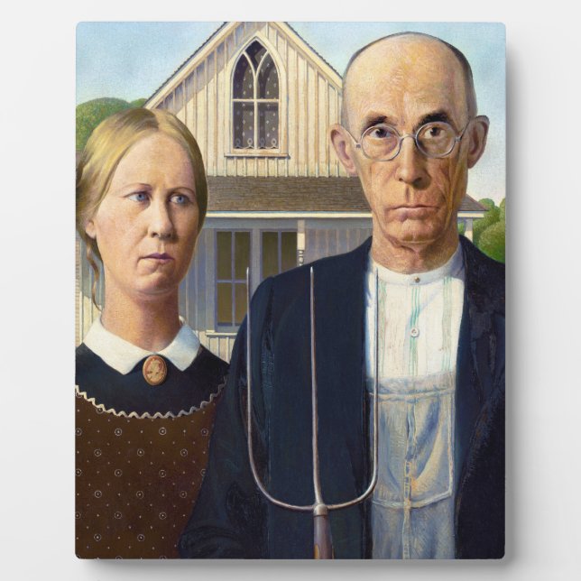American Gothic Classic Painting Grant Wood Plaque (Front)