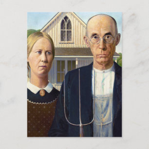 American Gothic Classic Painting Grant Wood Postcard