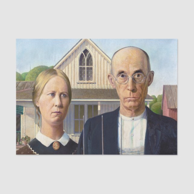 American Gothic Classic Painting Grant Wood Tissue Paper (Front)