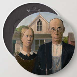 American Gothic: Country Life Poor Rural Farmer 6 Cm Round Badge