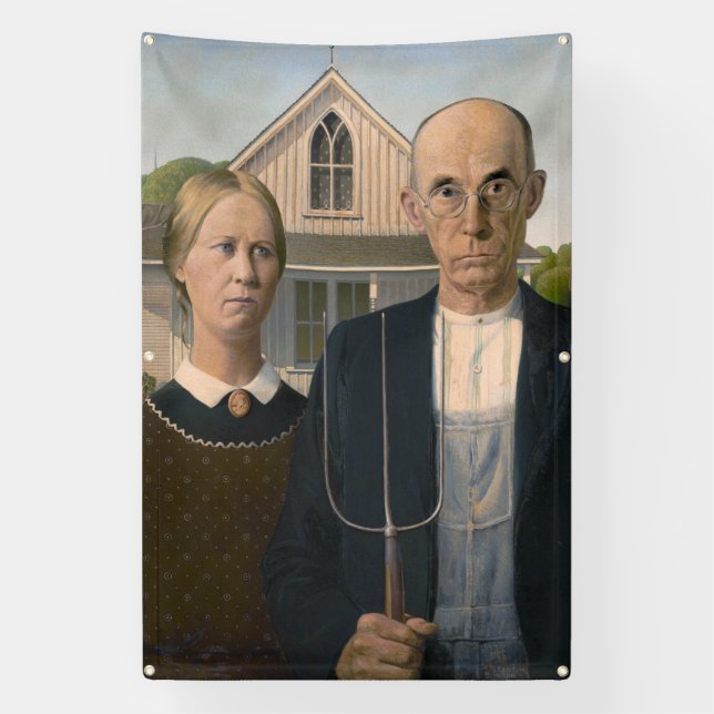 American Gothic: Country Life Poor Rural Farmer Banner (Vertical)